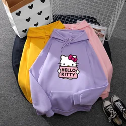 Cartoon Sanrio Hello-Kitty Cute Women Hoodie Korean Girls Fashion Sweatshirt Spring and Autumn Model Clothes Casual Long Sleeve