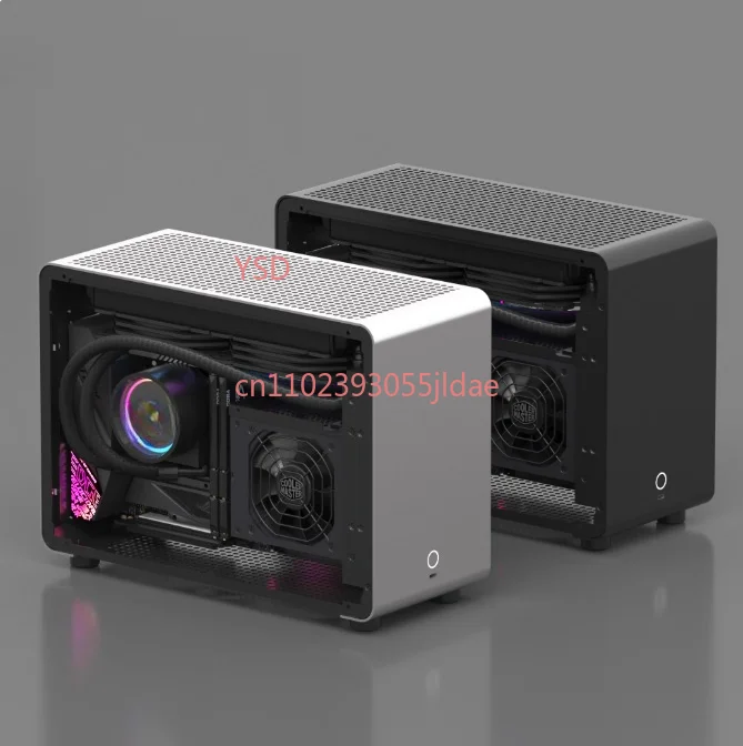 A4 Mini ITX PC Case Transparent Side Panel SFX240 Water Cooling Aluminum Chassis