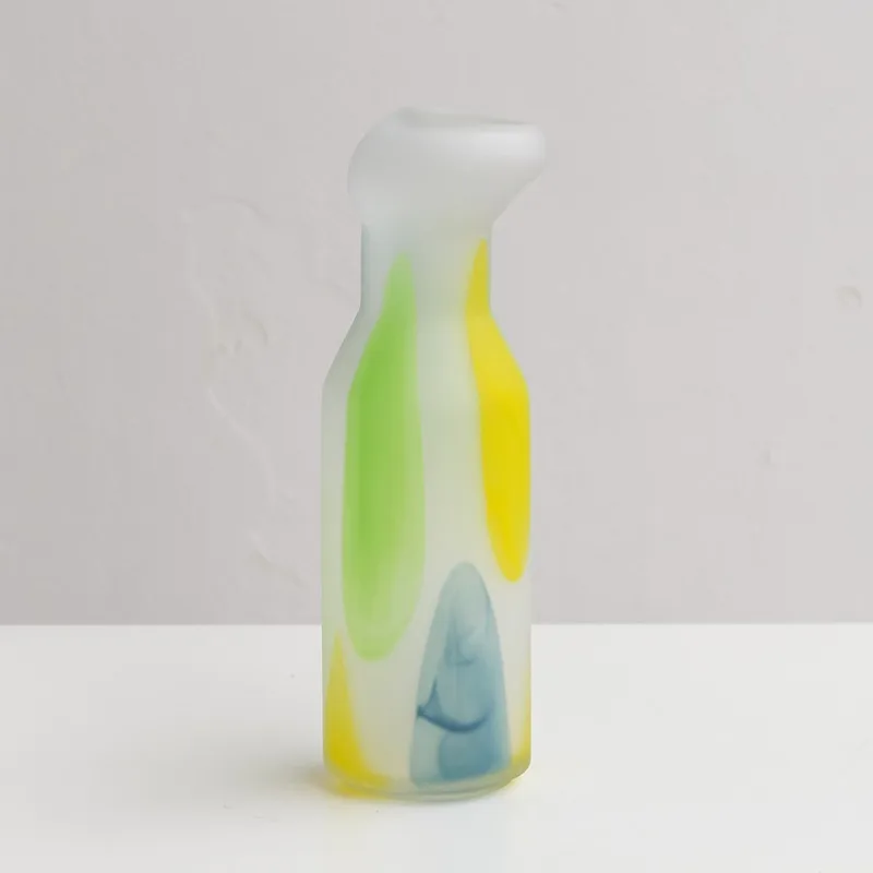 

Art transparent gradual change frosted glass vase, model room living room dining table decoration flower