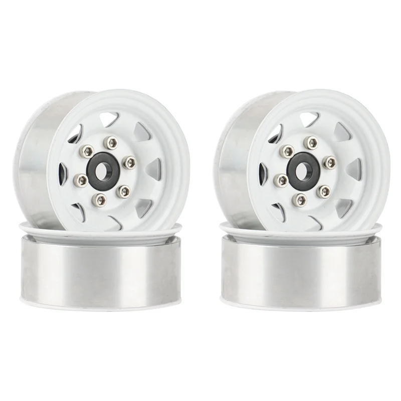 4PCS 1.55 Metal Beadlock Wheel Rims Tires Set for 1/10 RC Crawler Car Axial Yeti Jr RC4WD D90 TF2 Tamiya CC01 LC70 MST,1 White