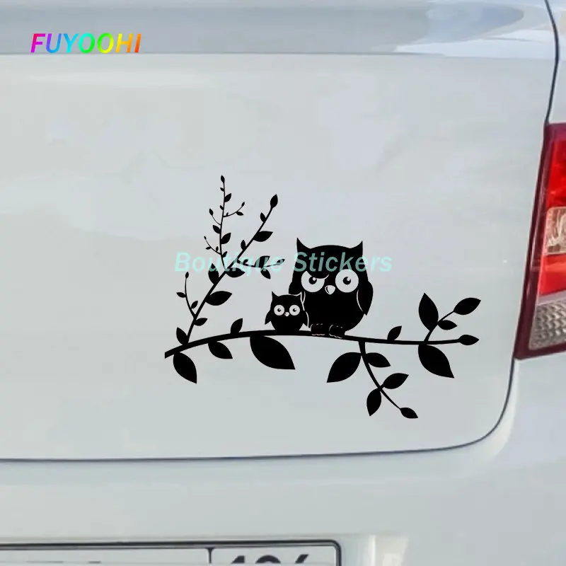 FUYOOHI Play Stickers Creative Owl Family Bird on The Branch Car Stickers Pvc Fashion Auto Motorcycle Styling Bumper Decals