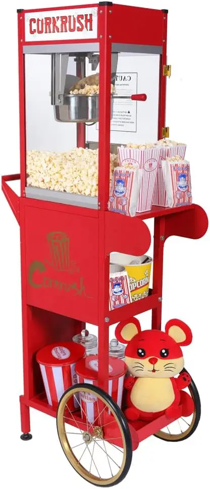 Ounce Popcorn Machine Movie Theater Style with Cart Old Fashioned Popcorn Maker Machine for Home Commercial Halloween Christma