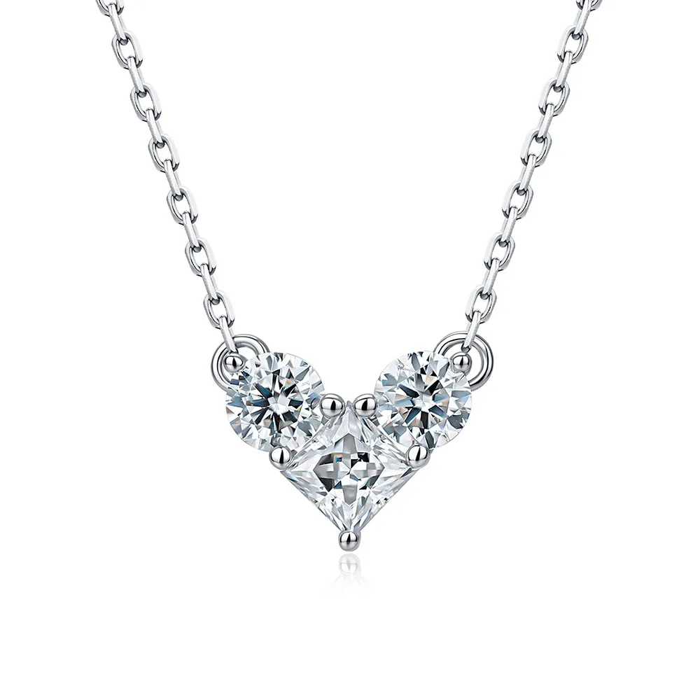 Apexelle Brand Luxury Jewelry 925 Sterling Silver Necklaces For Woman Heart Shaped Moissanite Pendant Fine Jewelry