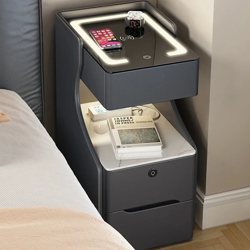 Bedside Table Wood Dresser Floating Nightstand Design Open Cabinets Bedroom Closets Side Tables Home Gamer Meubles De Chambre