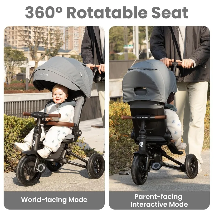 10ヶ月から6歳までのベビーバイク兼ベビーカー、8in1折りたたみ式幼児用バイク兼ベビーカー、取り外し可能なキャノピーとガードレール付き