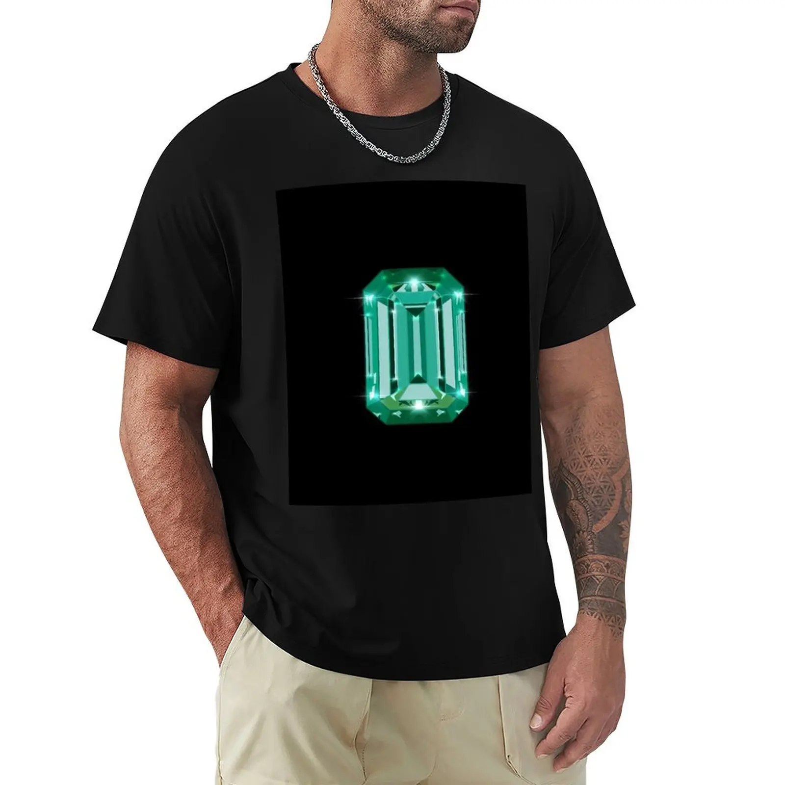 

Sparkling Emerald Gemstone T-Shirt graphic shirts plus size tops summer 2025 croswit shirt man men clothing