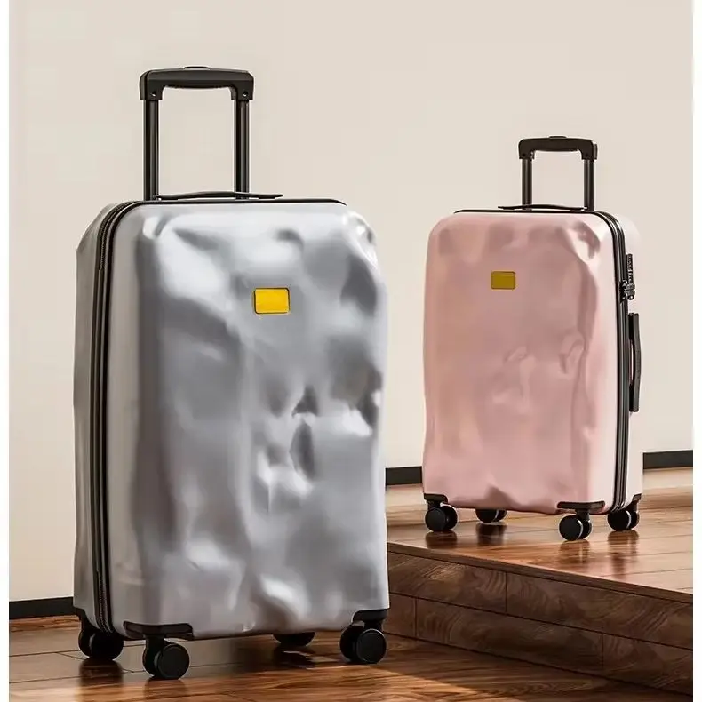Bunnyfly Retro Trend Luggage Suitcase with TSA Lock Meteorite Crater Design Rolling Travel Bag Irregular Pattern 20/24/26/28 Inc