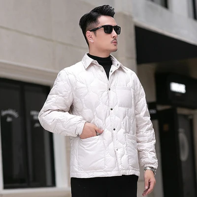 2023 new arrival winter jacket 90% White goose down lapel jackets men,mens fashion thicken warm parkas trench coat size M-4XL