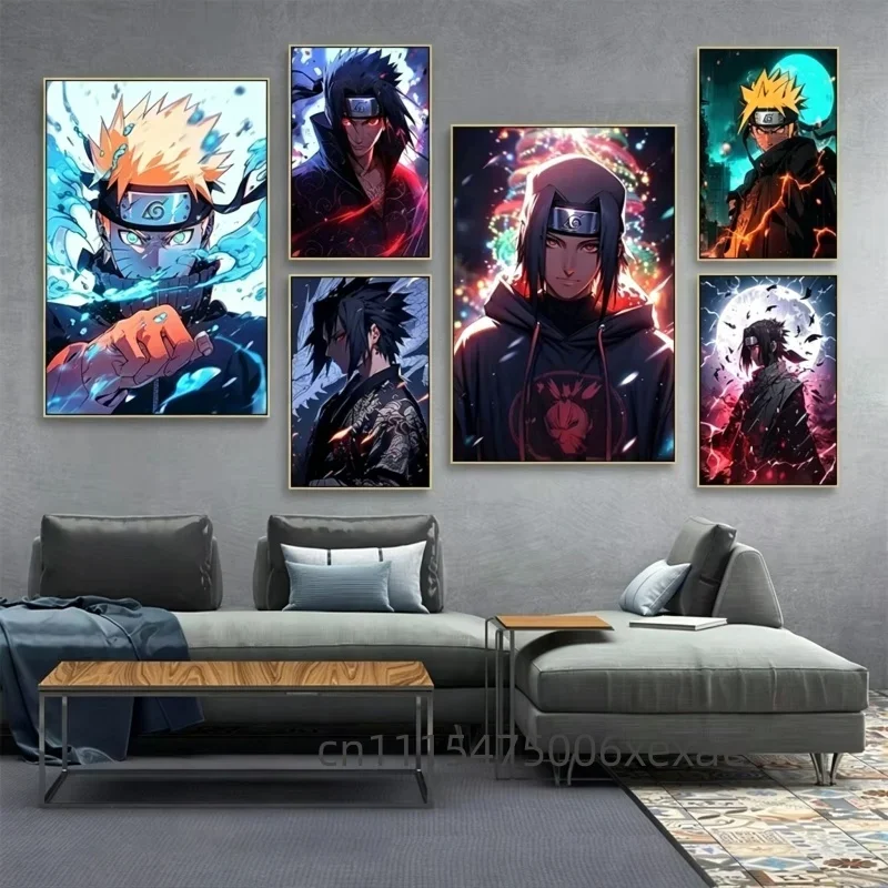 Japanese Anime Naruto Canvas Poster Wall Art Painting Print Sasuke Kakashi Uchiha Itachi Picture Home Living Room Bedroom Dec