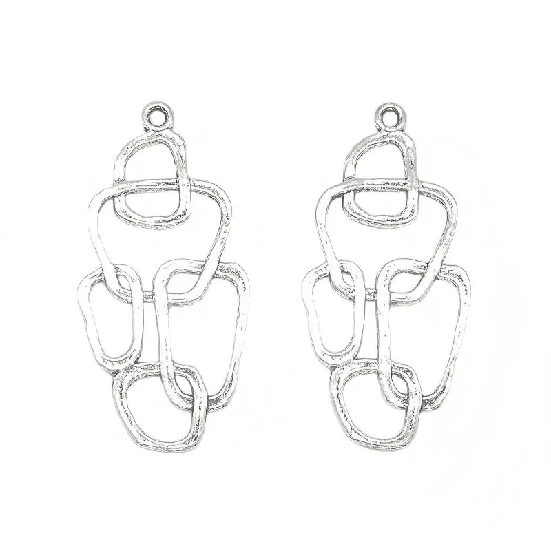 2021 New Fashion 41*20MM 10pcs Retro in lega di zinco geometria forma nappa anello Linker per orecchini fai da te connettori Charms