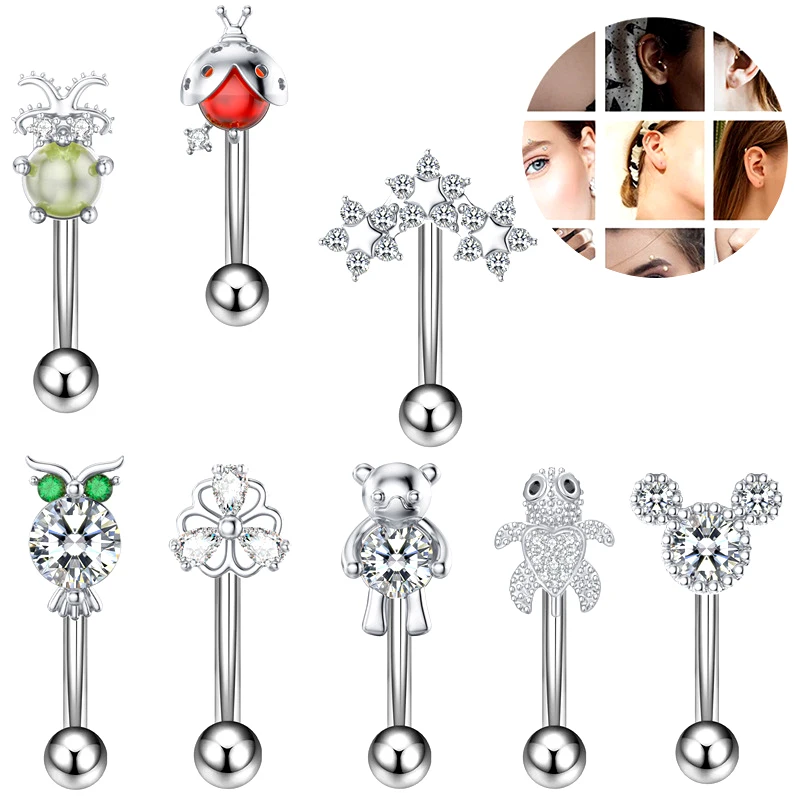 Stainless Steel Zirconia Eyebrow Ring Fashion Personalised Eyebrow Stud 1pc