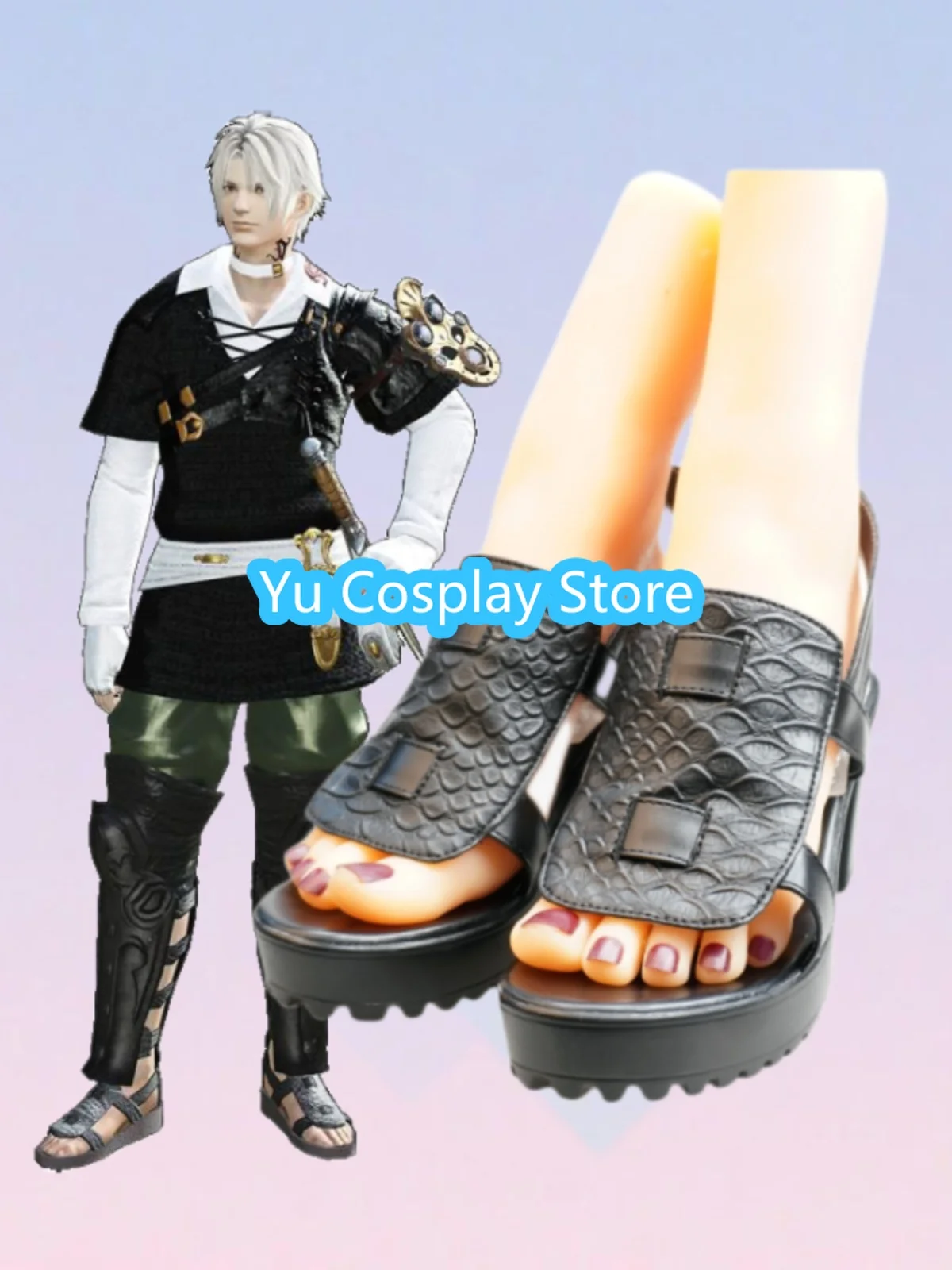 Thancred Cosplay Shoes Game FF14 Cosplay Prop PU Leather Shoes Halloween Carnival Boots Custom Made