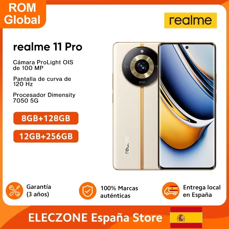 ROM Global realme 11 Pro 5G 6.7" 120Hz Curved Vision Display 100MP OIS ProLight Camera Dimensity 7050 67W SUPERVOOC Charge