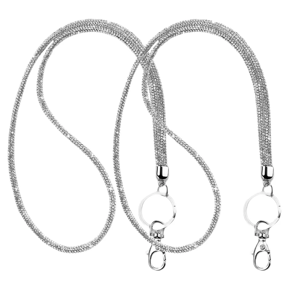 

2 Pcs Keychain Diamond-set Mount for Car Lanyard -lost Rhinestones Strap Cute Office Theft
