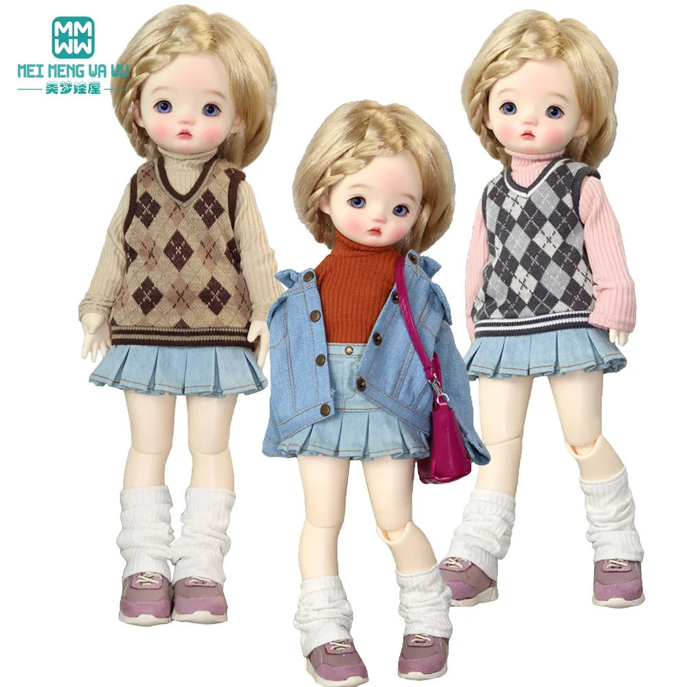 

Одежда для кукол BJD30 см 1/6 YOSD MYOU Стильный клетчатый жилет бордовый, зеленый, черный, синий Подарки для девочек