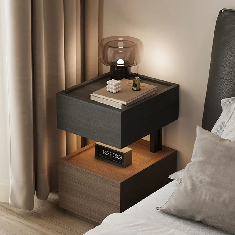 Mesita de Noche Nórdica Única con Pequeño Almacenamiento, Librero, Tocador de Maquillaje, Mesita de Noche Sencilla, Decoración de Madera, Criado Mudo, Conjuntos de Muebles de Jardín