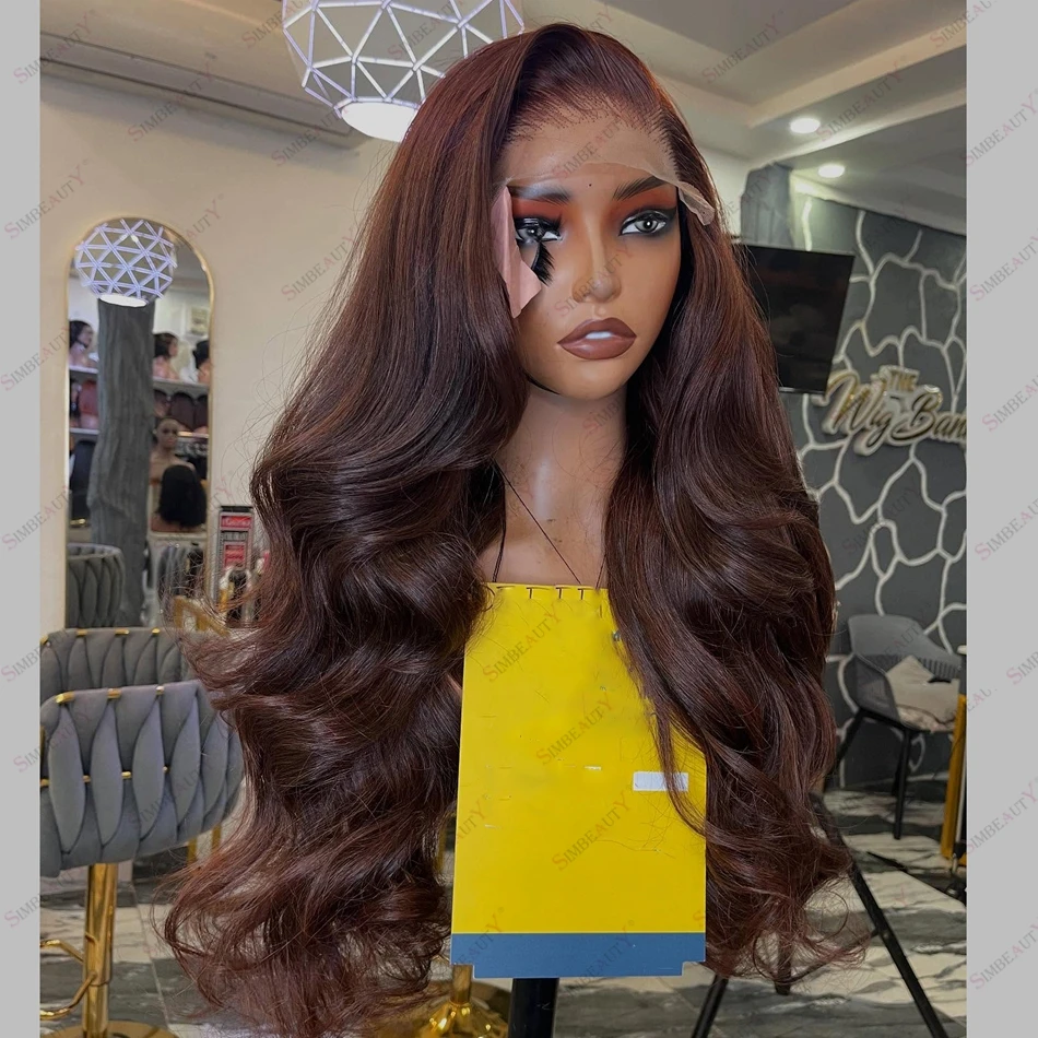 

Шоколадно-темно-коричневые человеческие волосы, волнистый парик, естественная линия волос, предварительно выщипанные, 360, кружевные фронтальные полные парики, черные женские парики из волос Remy