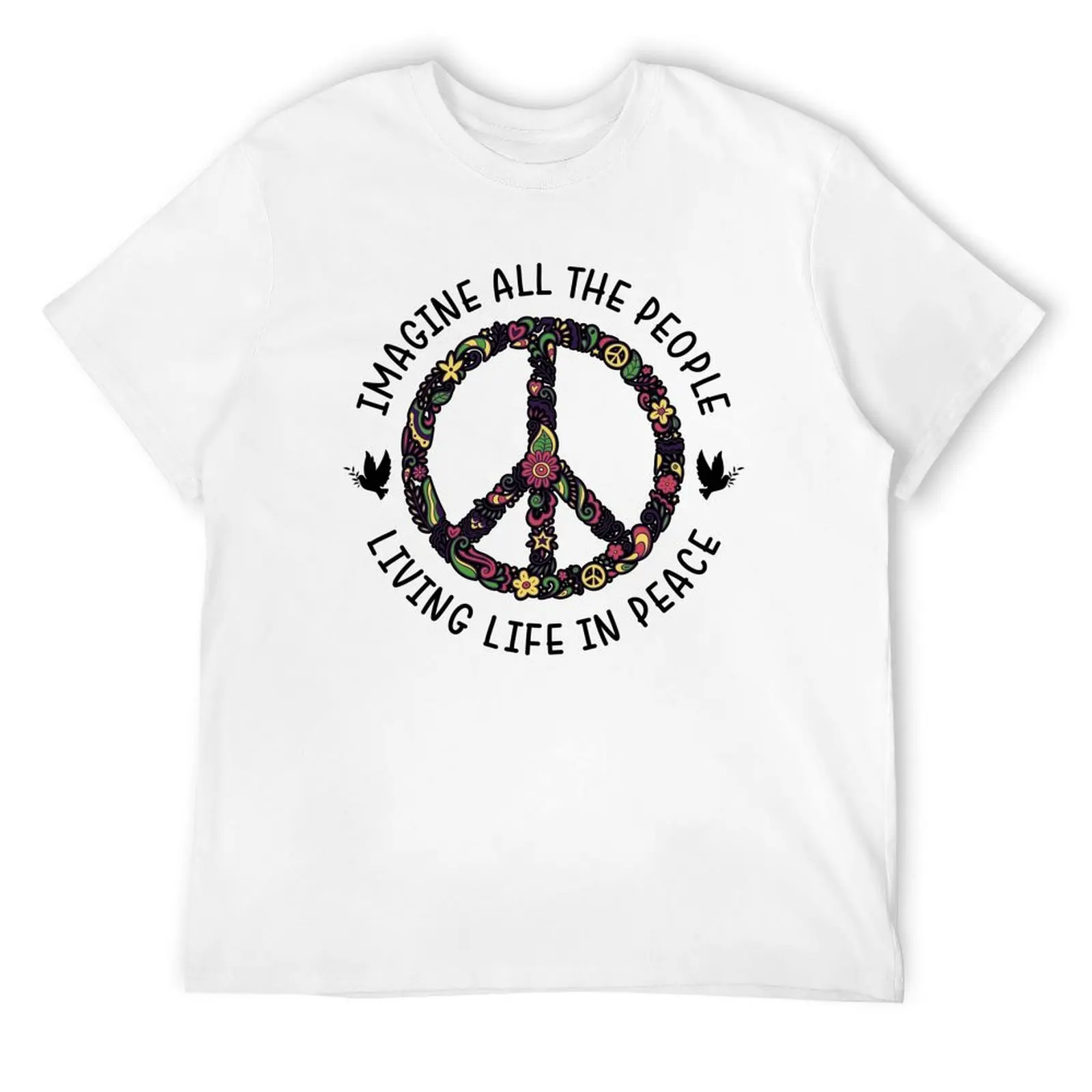 

Imagine All The People Living Life In Peace by John Lennon - Black T-Shirt Blouse oversizeds anime shirts men