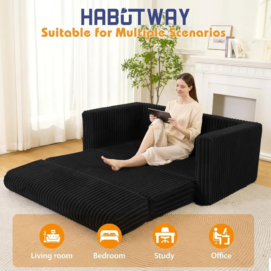 Klappbares Schlafsofa, 2-in-1, umwandelbarer Schlafstuhl mit Armlehne, tragbarer, ausklappbarer Stuhl, Bett, bequeme Bodencouch, multifunktionales La