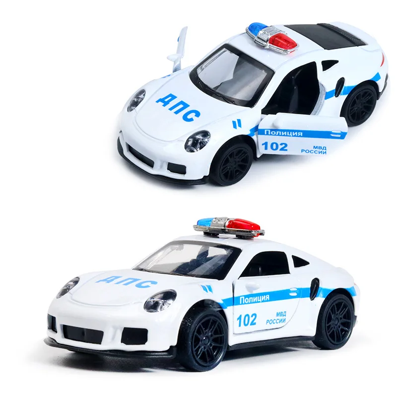 1:43 Die-cast Alloy Police Car Model Children\'s Toy with Openable Doors and Pull-back Function Simulation Alloy Car Models