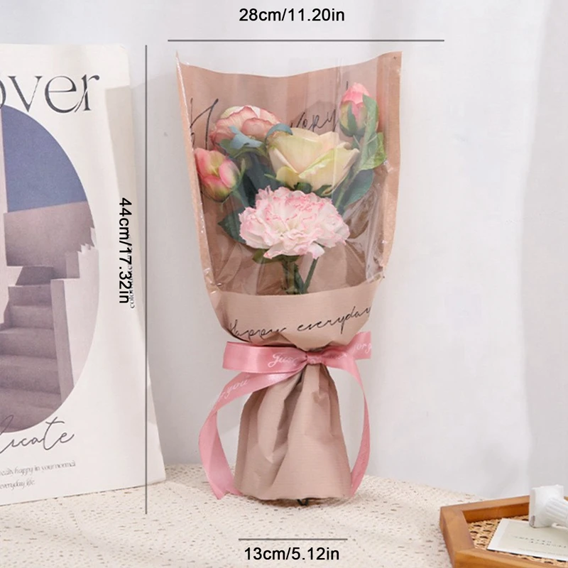 20 PCS Flower Bags for Bouquets, 11 x 5.1 x 17.3 Inches Flower Sleeves Floral Wrapping Paper Bulk Florist Packaging Supplies