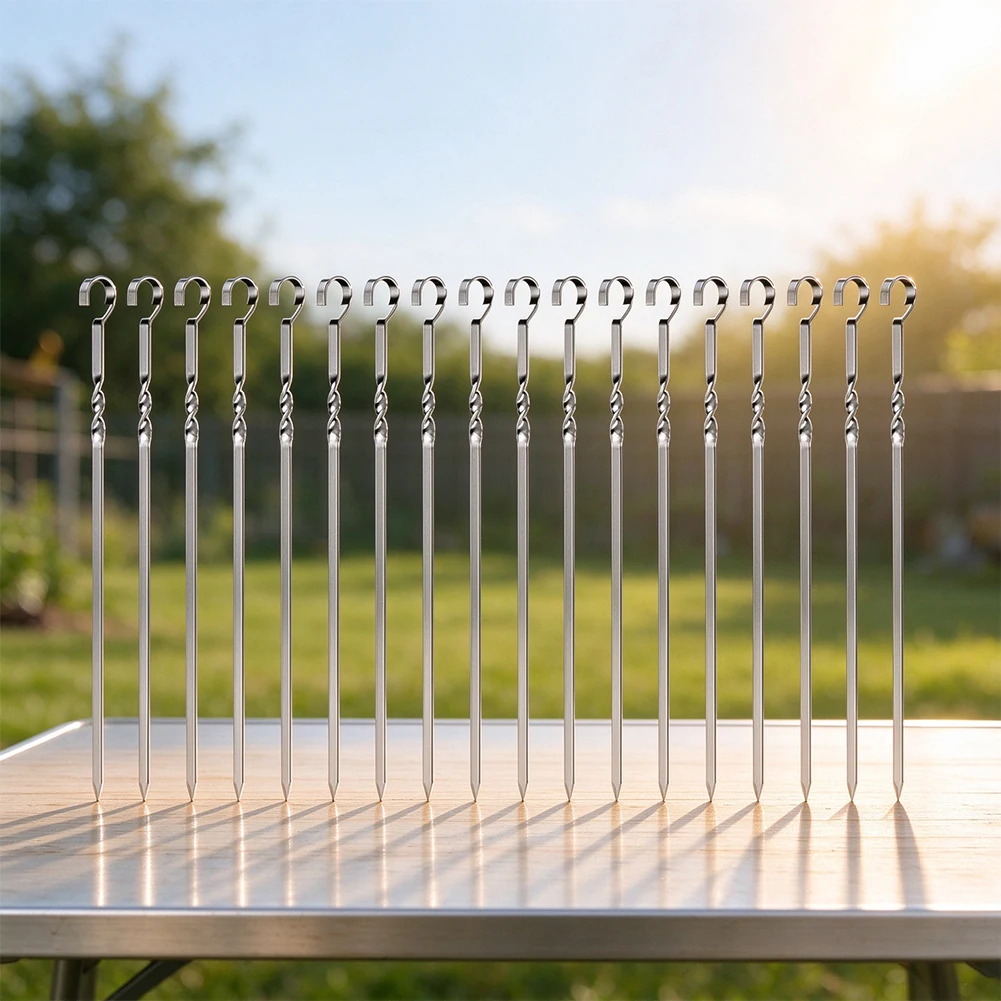 Stainless Steel BBQ Skewers Set 20pcs BBQ Skewers With Carry Bag Barbecue Skewers BBQ Tools Accessories