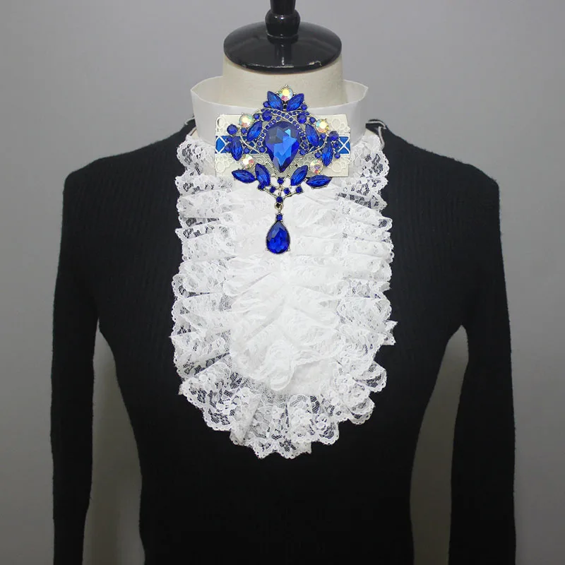 

British Courtly Style Bow Fake Collar Retro High-end Aristocratic Accessories Rhinestone Ribbon Lace Lolita Detachable Collars