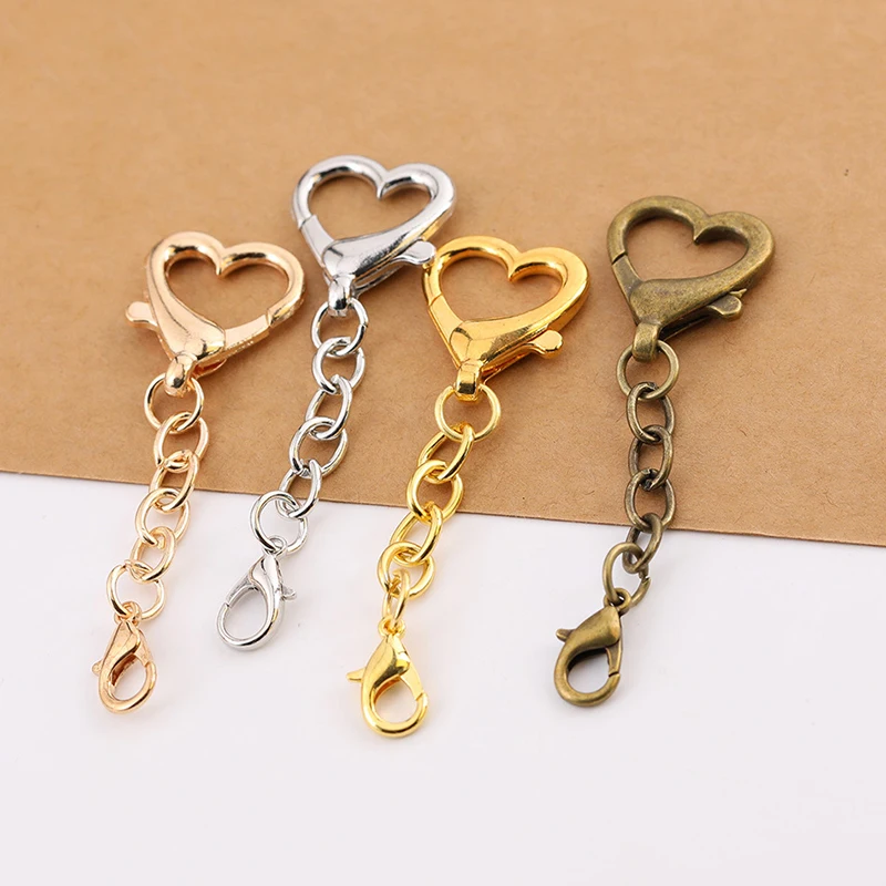 10Pcs Unique Alloy Heart Keyring Pendant Heart Shaped Clasp For DIY Projects
