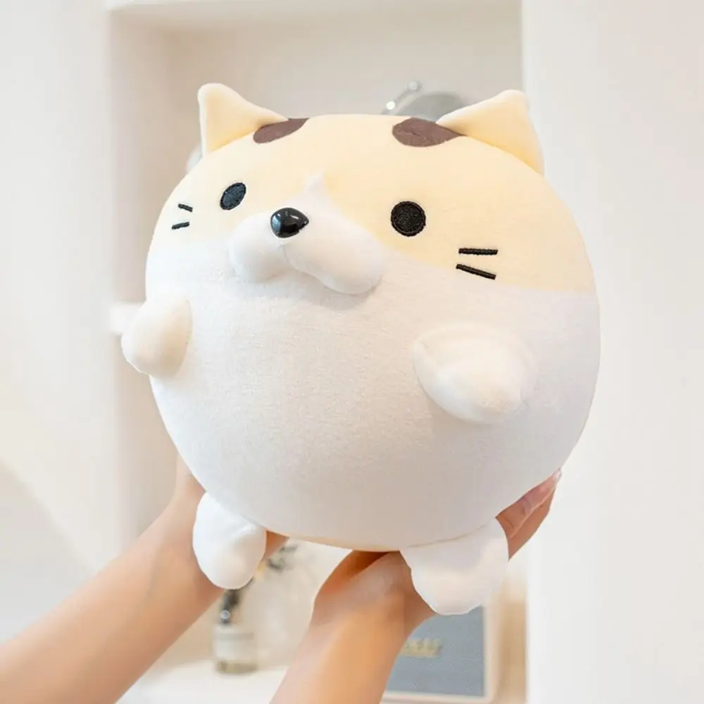 Cuscino circolare per pisolino con palla per gattino, cartone animato, faccia per gattino, cuscino per riposo da tavolo, soffice e morbido cuscino in peluche con palla per gattino