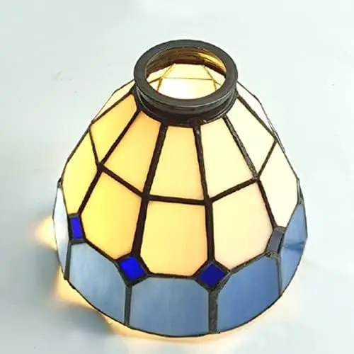 

Tiffany Style, White and Blue, Colored Glass Lampshade, Branch Chandelier, Wall Lamp Replacement Lampshade, Diameter 6 I