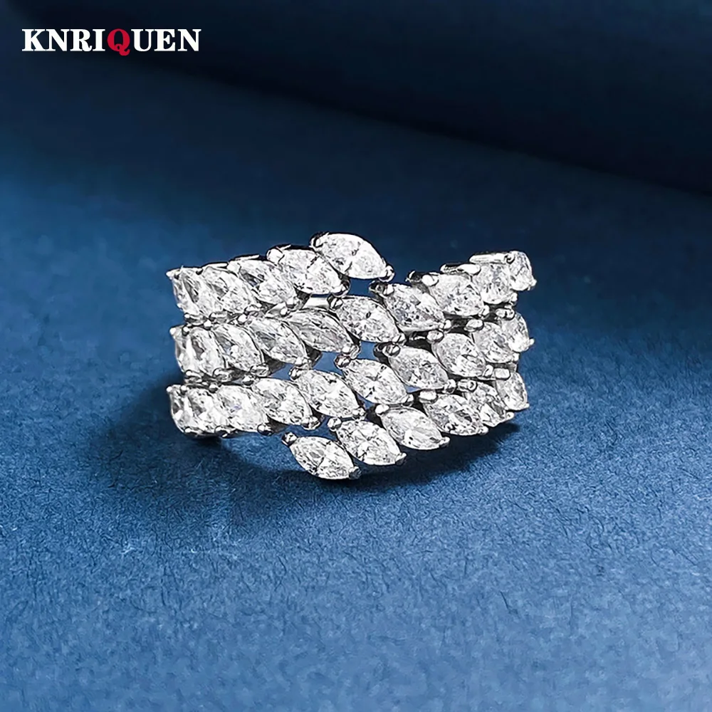 

Luxury 100% 925 Sterling Silver Horse-eye Shaped High Carbon Diamond Rings for Women Wedding Engagement Ring Party Fine Jewelry