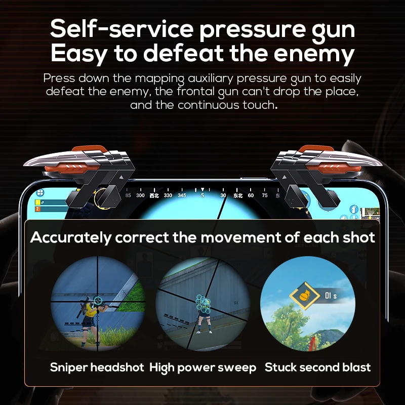 Memo AK06 Mobile Game Trigger For PUBG Gaming Controller Gamepad Joystick Aim Shooting L1 R1 Alloy Key Button For IPhone Android