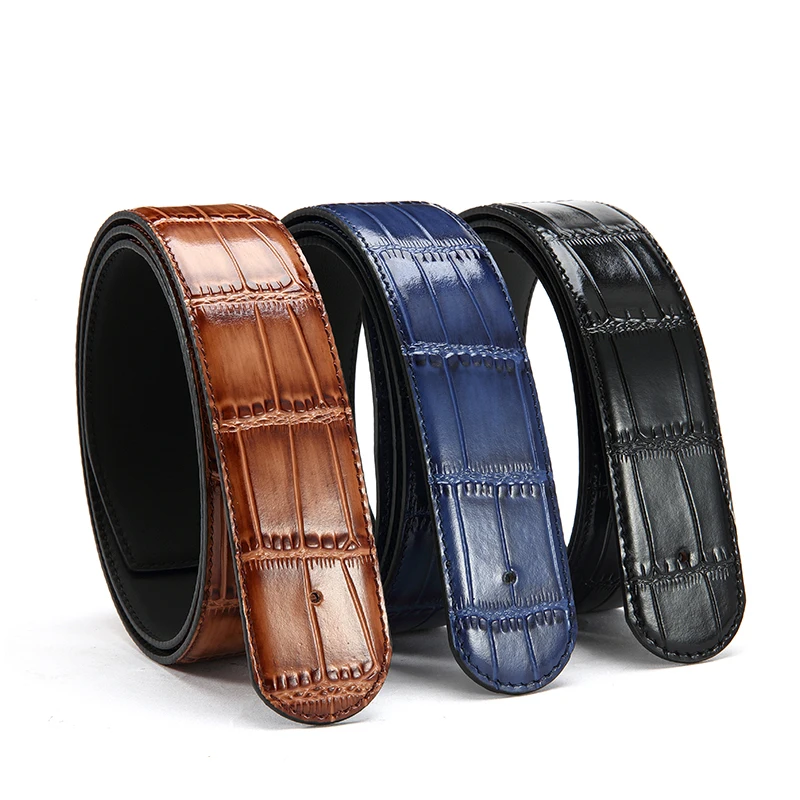 

Men's Belt Fashion Crocodile Pattern Belt Casual Business Style Jeans Waistband coloring Plate buckle Genuine Leather Belt