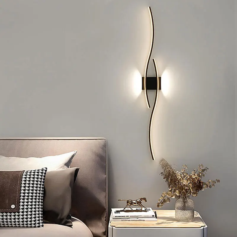 Modern LED Wall Lamp Long Strip Wall Light TV Background Decorative Indoor Lighting For Bedroom Living Room Home Fixture