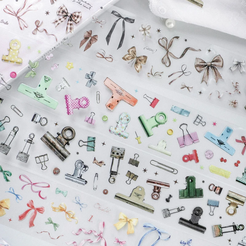 JIANQI 45mm*200cm Color clip Series Vintage Journal Tool Material Collage PET Tape Creative DIY Stationery