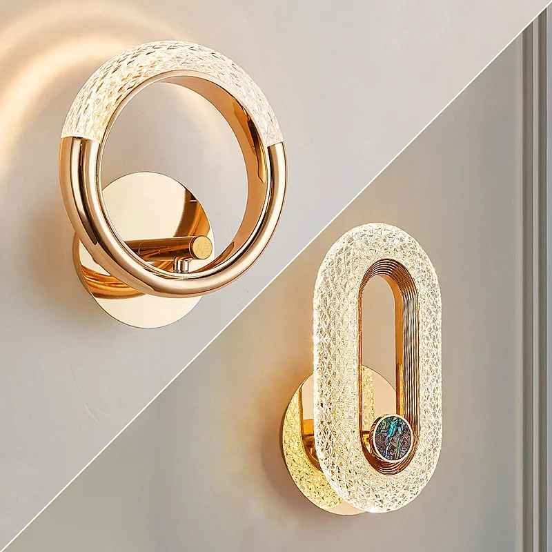 Imagem -06 - Modern Crystal Led Wall Lights Iluminação Interior Lâmpada de Parede Redonda e Oval Home Decor Cozinha Quarto Sala de Estar Aperte Criativo