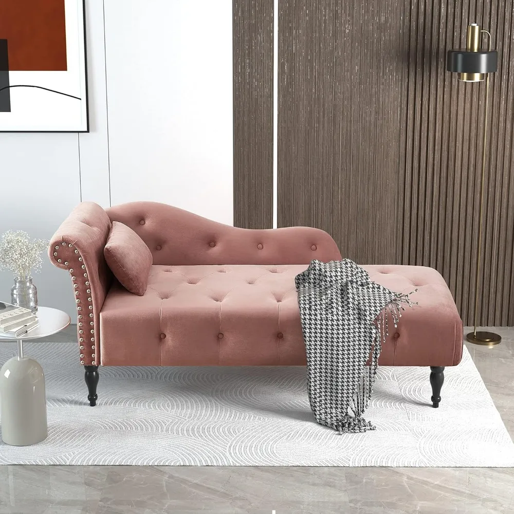 كرسي استرخاء معنقدة بأزرار منجدة مخملية مع وسادة وحواف رأس الأظافر، تصميم ذراع ملفوف لمساحات المعيشة الداخلية والسرير #2