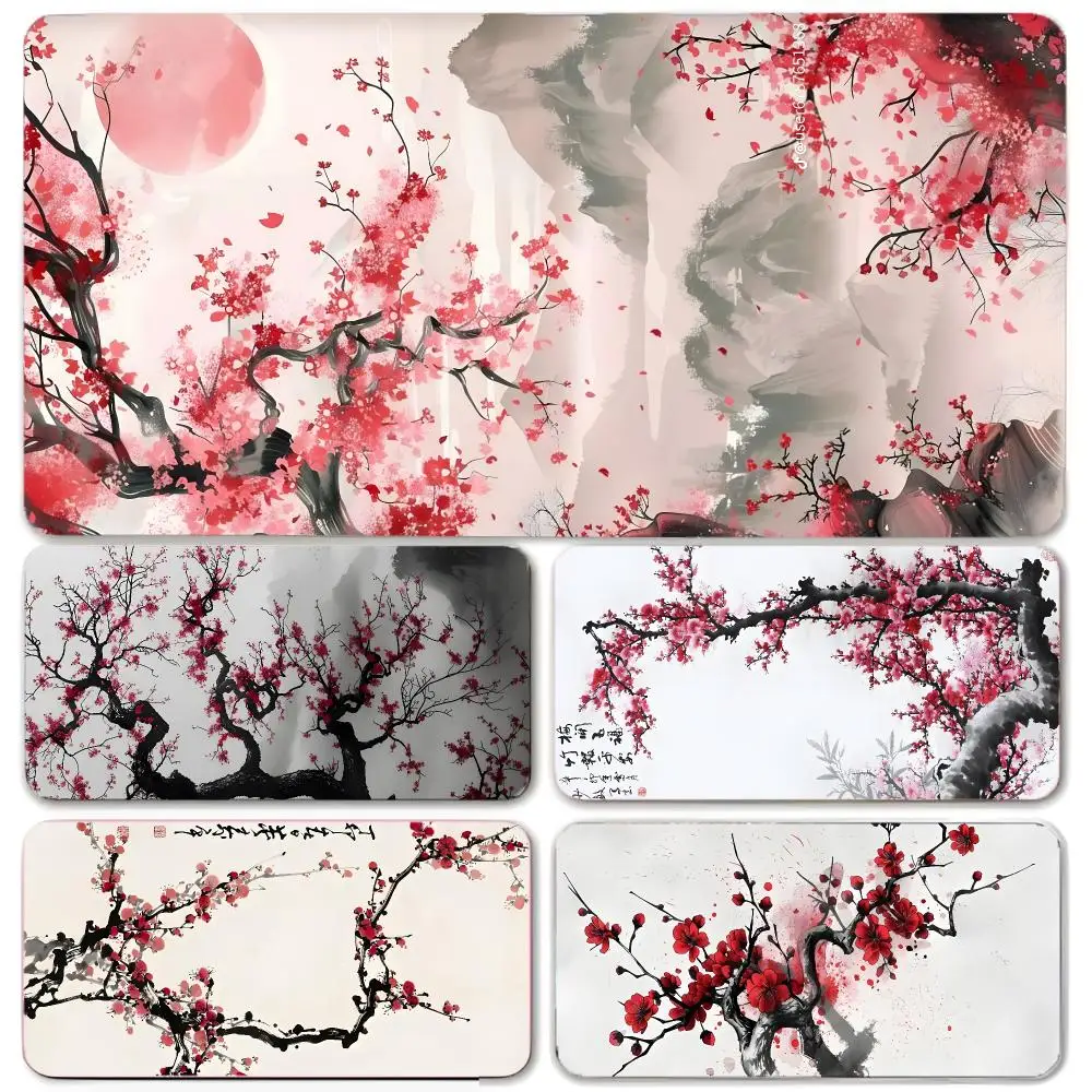 Art Style Ink Wash Painting Mouse Pad Large Gaming Mousepad with Thick Stitched Edge Non-Slip Desk Mat