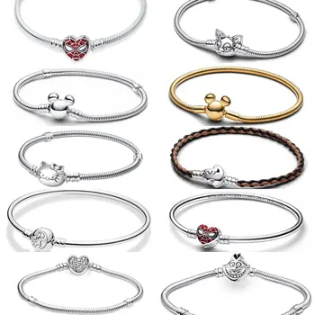 925銀MINISO Hello Kitty蛇骨手鍊,女士米奇手鍊配件裝飾手鐲首飾禮品 10 最佳銷售 潘朵拉手鐲 - №2