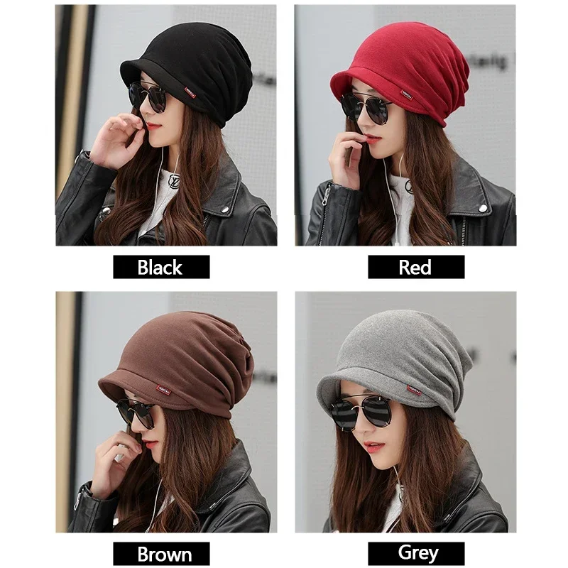 Womens Fashion Dual Purpose Scarf Hat New Solid Color Keep Warm Cap Autumn Winter Horsetail Caps Warm Headgear Ladys Scarf