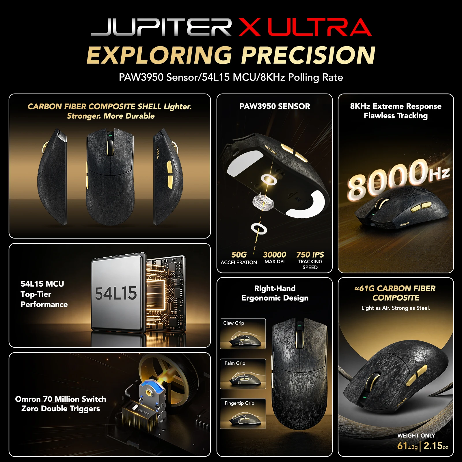 KYSONA Jupiter X Ultra Tri-Mod - đánh giá và giá Esports Gaming Mouse Weight Adjustable