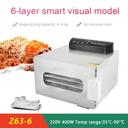 6-layer Stainless Steel Fruit Dryer 6-disc Food Dehydrator Dryer Snack Vegetable Dried Fruit Pulp Dryer Kitchen Equipment