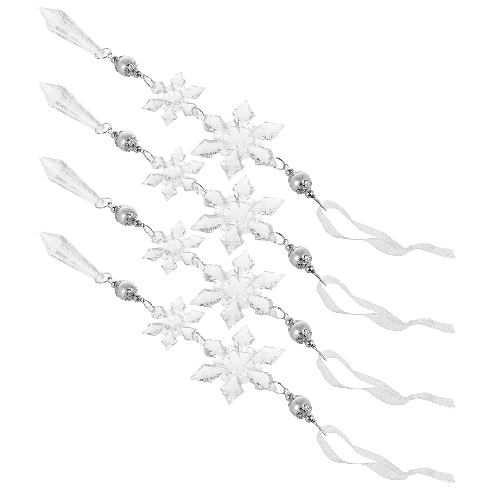 

4Pcs Christmas Tree Snowflake Decoration Transparent Acrylic Snowflake Ornaments Crystal Icicles Drop Winter Holiday Hanging