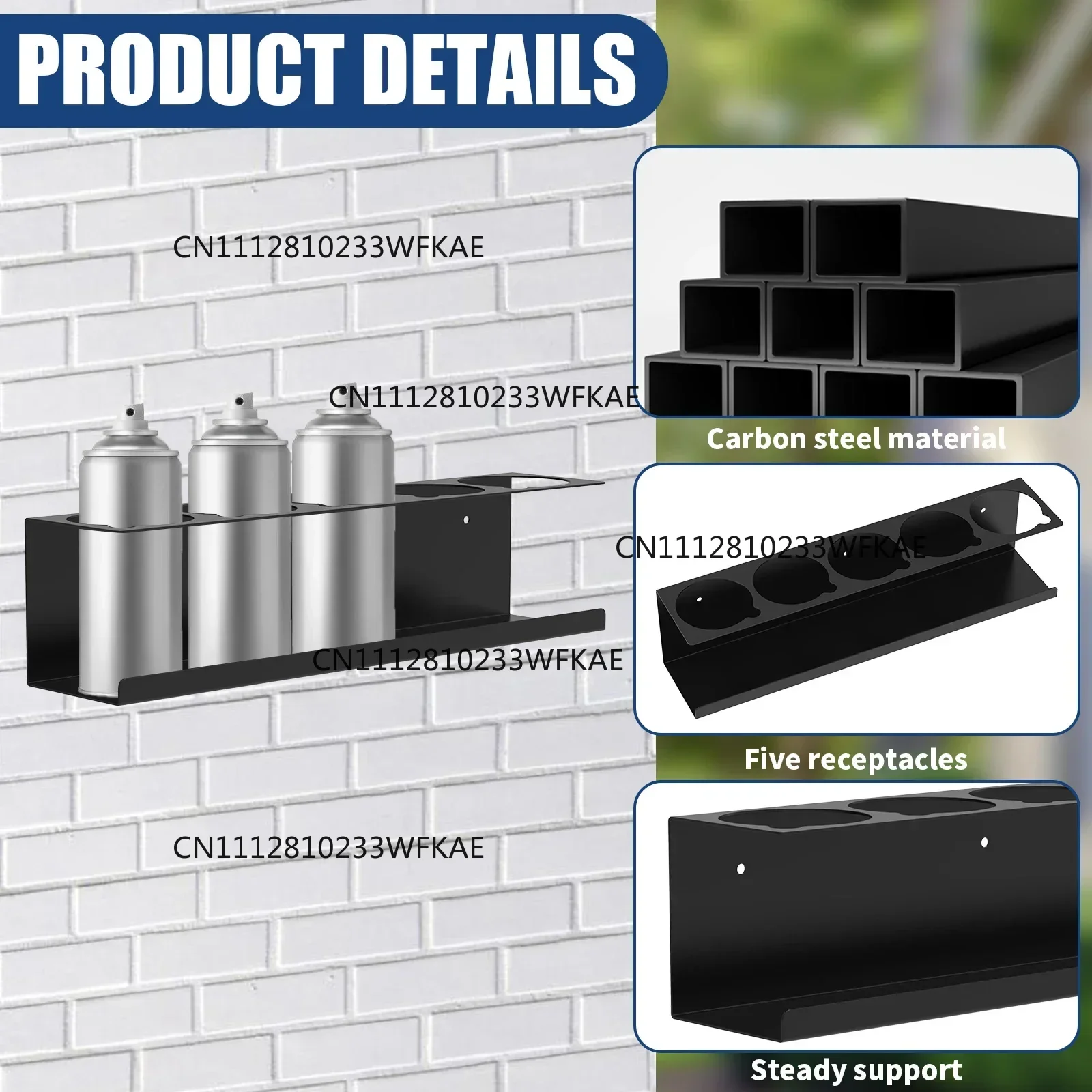 Wall mounted paint bottle holder, access spray can rack, garage, home