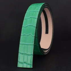 Alligator Belt Green 3.5cm Leather Automatic Belt Classic Fashion Personality Belt No Buckle