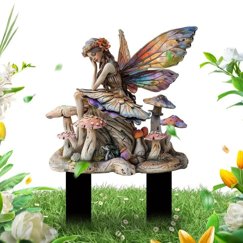 Fairy Garden Stakes Garden 2D Acrylic fairy Stakes Flower fairy outdoor ground plug Garden fairy ground plug  for Yards Patio