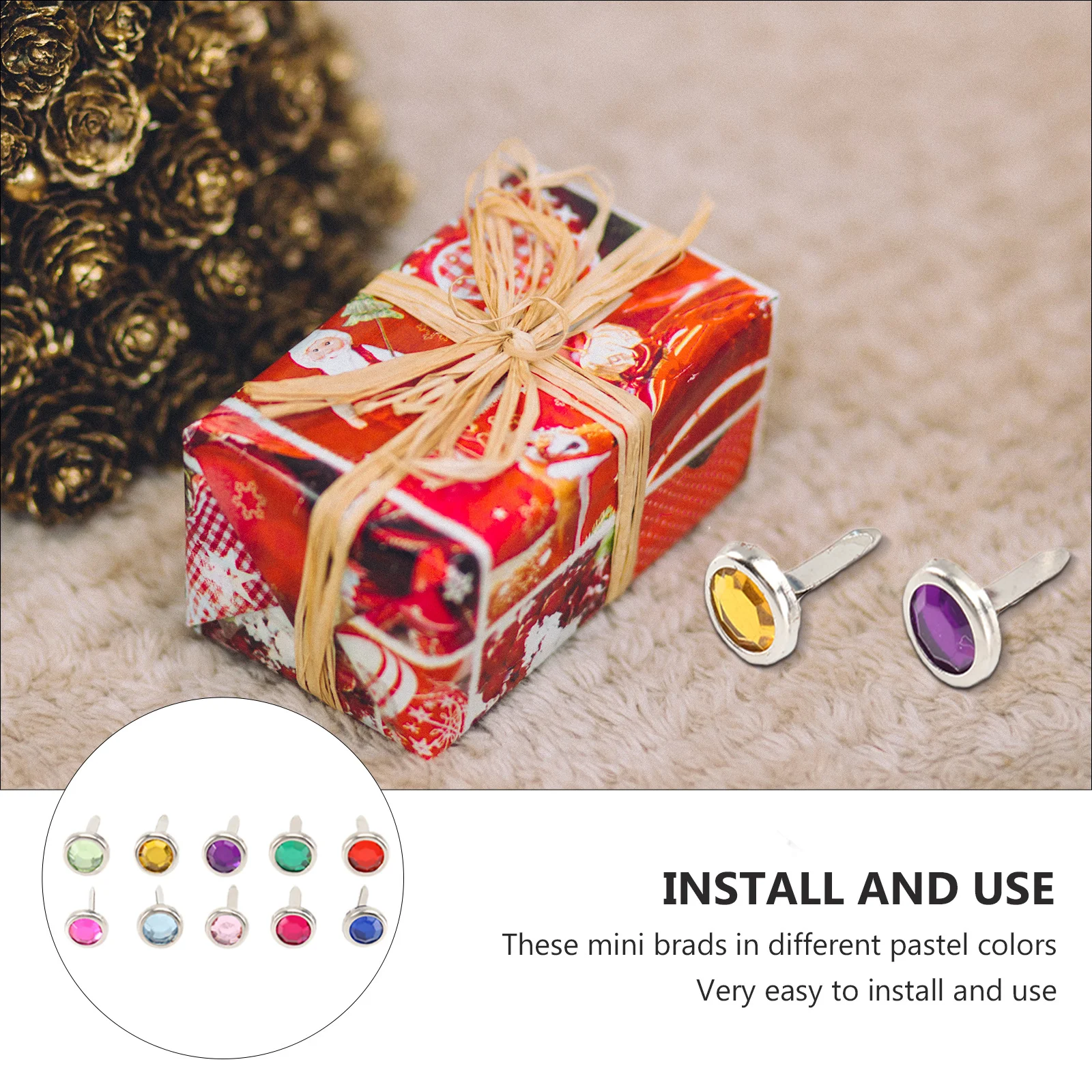 

100pcs Acrylic Twin Prong Brads 8X15Mm Pastel Mini Round Brads For Scrapbooking Paper Craft Diy Decoration Fasteners