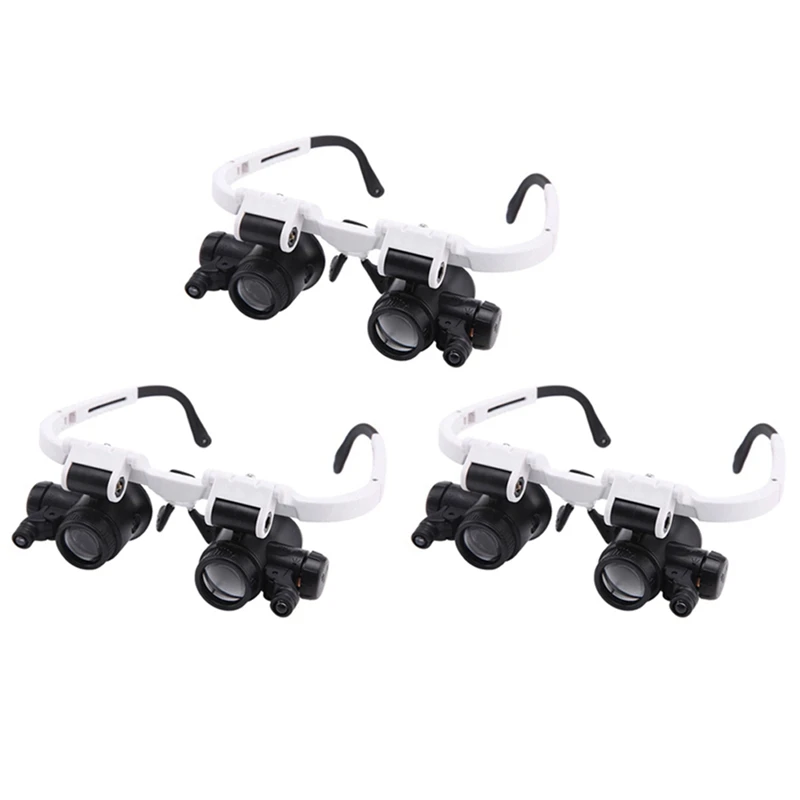 Head-Mounted Microscope Jeweler Magnifier With LED Light 8X/15X/23X Magnifying Magnifier Loupes Repair Tool-AC47