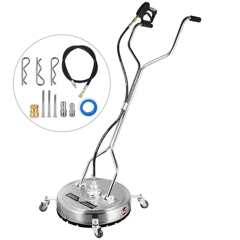 Sihao 18 Inch Pressure Washer Surface Cleaner, Stainless Steel Flat Surface Cleaner with 4 Spinner Wheels & Dual High‑Pressure Spray Guns, Power Washer Replacement Accessory30
