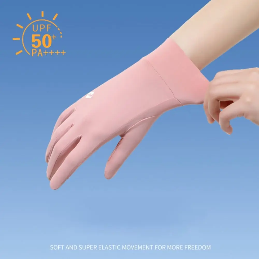 

Breathable Women Sunscreen Gloves Anti-UV Silicone Anti Slip Ice Silk Riding Gloves Sun Protection Quick Dry